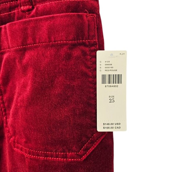 Anthropologie Maeve The Colette Crop Wide Leg Pant, Velvet, Red, Hi-Rise, Sz 25 - Picture 5 of 9